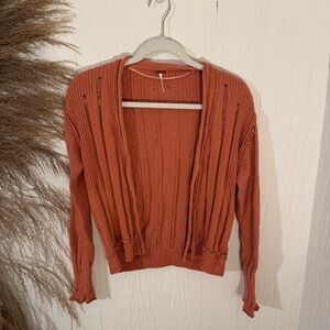 distressed free people cardigan